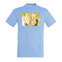CAMISETA AZUL CIELO DBZ MAJIN VEGETA SSJ2 FURIOSO moda verano tshirt shonen anime dragonballz super guerrero sagaandroides