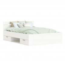 Cama de Matrimonio con Cajones Inferiores Michigan Color Blanco disponible en 135cm o 140cm