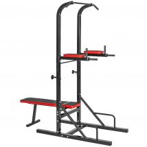 Tectake - Máquina de musculación multiestación con barras para dominadas y banco de entrenamiento Reeves  Ideal para un entrenamiento completo  Para principiantes y deportistas experimentados