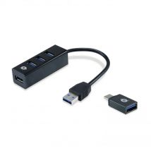 Conceptronic Hubbies Concentrador USB 3.0 x4 con Adaptador OTG USB-C