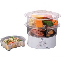 Vaporera Jata CV200, 400W, Cocina Sana con 2 Cestas, Capacidad 3,5 L, Depósito agua 500 ml, Incluye Recipiente para Arroz o Salsas, Temporizador hasta 60 Minutos