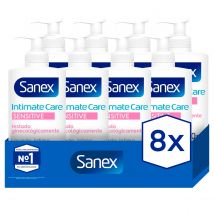 Gel lavado íntimo Sanex Intimate Care, pieles sensibles hipoalergénico 250ml Pack de 8