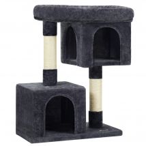 Feandrea Árbol para Gatos, Torre para Gatos de 84 cm, L, para Gatos Grandes de hasta 7 kg, Plataforma Grande para Gatos, 2 Cuevas para Gatos, Rascador, Gris Ahumado/Beige/Gris Claro/Blanco Crema