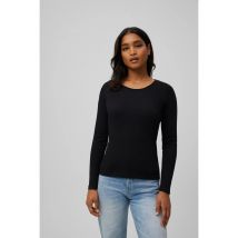 Ysabel Mora - Camiseta cálida algodón manga larga cuello redondo negro