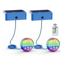 LED ATOMANT Luces para piscinas sin instalacion solares LED  2,6W RGB IP68, Cable 1m, Fijacion con adhesivo o tornillos, Luz solar piscina sumergible para decoracion, Iluminacion impermeable