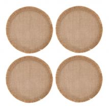 Mikasa 4-piece round hessian placemat set, natural, 38cm