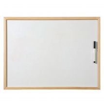 Tradineur - Pizarra Blanca con rotulador - Marco de Madera MDF - Fácil de borrar y colocar - ideal para colegios, tiendas, hogares, oficinas - 40 x 60 cm - Marco Aleatorio