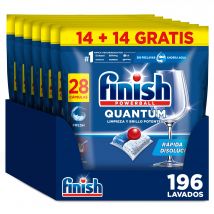 Finish Powerball Quantum Limpieza y Brillo Potentes, Pastillas para lavavajillas, aroma Regular, 196 lavados