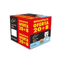 CESAR MEGAPACK SENIOR CESAR COMIDA HÚMEDA DE POLLO Y ARROZ EN GELATINA PARA PERROS SENIOR, PACK DE 28 TARRINAS DE 150g