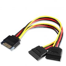 Actecom Cable de Alimentación SATA Macho a 2 SATA Hembra 20cm