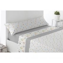 Juego de Sábanas Algodón 50% Encanto. Cama de 90, 105, 135, 150.  Fino y Ligero, Extrasuave, 3 piezas, Bajera, Encimera, Funda de Almohada.  Rosa, Gris, Turquesa, Azul. No hace Bolas