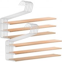 COM-FORT HOUSE - Perchas de Metal para Pantalones con Barra de Madera- Pack 12 Unidades