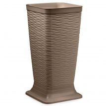 Tradineur - Paragüero de plástico cuadrado, modelo Wind, diseño moderno, soporte para paraguas, decoración, fabricado en España (Topo - 51,5 x 26 x 26 cm)