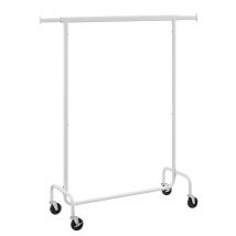 SONGMICS Burro Ropa con Ruedas, Perchero Burro Extensible con Carga Pesada, Capacidad de Carga de 130 kg, Fácil de Montar, Portátil, Blanco Mate/Negro Mate/Plata