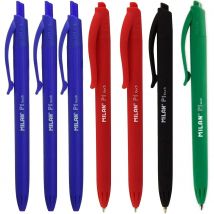 MILAN Pack de 7 Bolígrafos P1 Touch (3 azul, 2 rojo, 1 negro, 1 verde)