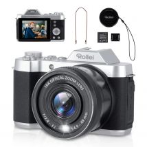 Rollei Powerflex 10x Retro Cámara Digital, 64MP 4K Cámara con Batería y Zoom Digital 10x Cámara con 8 Modos 2.88" LCD Cámara Fotográfica Portátil Vintage, Cámara-Digital-Fotos-Fotográfica