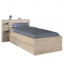 Cama Juvenil Eik en color Roble Japonés con cabecero 90x190-200 cm