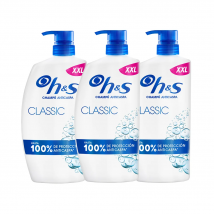 H&S Classic Champú Anticaspa con Dispensador, 2400ml, para Uso Diario. Hasta 100% de Protección Anticaspa, Clínicamente Probado. Para Todo Tipo de Pelo y Cuero Cabelludo. Sensación de Frescor 3x800ml