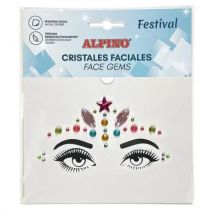Festival de gemas faciales adhesivas Alpino |   Pegatinas brillantes para la cara |   Maquillaje para Festivales, Carnaval y Halloween |   Pegatinas faciales brillantes