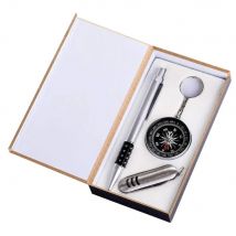 Disok Bolígrafo + Navaja + Brújula en Caja de Madera - Regalo Completo para Hombres