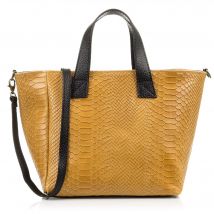 Firenze Artegiani. Cassandra Bolso tote Mujer.Piel auténtica Gamuza Grabado Serpiente. Made in Italy. Vera Pelle Italiana.