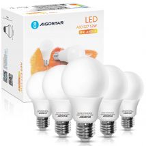 Aigostar - Bombilla LED A60 12W/15W, casquillo gordo E27, Blanco Frío 6500K/Luz Cálida 3000K, ángulo de apertura 280º, No regulable, 5 Unidades