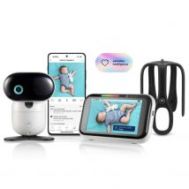Motorola PIP1710 CONNECT – Vigilabebés Wi-Fi con Cámara HD Motorizada y Pantalla Táctil de 5” | Detección y Traducción de Llanto, App Motorola Bebé, Visión Nocturna, Montaje para Cuna, Audio