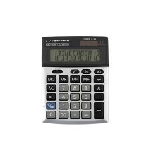 Esperanza ECL102 Desktop Calculator - Basic 12 Digits, Black and Gray, CE Certified, ideal for office and school use, perfect electronic calculation tool for students and professionals.