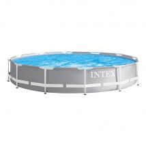 INTEX - Piscina desmontable redonda Prism Frame de hasta 4 metros de diámetro, con y sin depuradora, color gris, resistente y duradera, +6 años, 30 min. montaje, piscinas desmontables, piscinas
