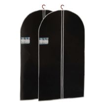Well Home Juego de 2 Cubrevestidos de TNT 45g, Tamaño 60x150cm, Negro con Cremallera y Ventana PE