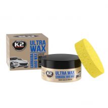 K2 Cera de carnauba para coche Ultra Wax, abrillantador, protección UV, brillo intenso, excelente para efecto perlas, 250 g + aplicador gratis