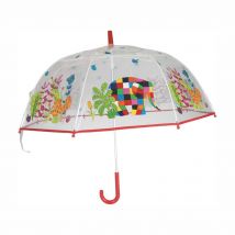Elmers Paraguas Elmer Unisex Elefante - Diseño Original - Colección Petit Jour Paris - Transparente con Estampado - Mango de Bastón - Apertura Manual - 76 Cm