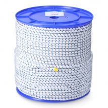 CUERDA DE GOMA ELÁSTICA BLANCA / AZUL POLIÉSTER CALIBRE 10 mm x 100 m