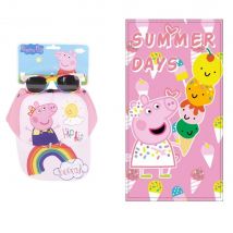 set gorra con gafas y peppa pig toalla microfibra para ducha o para playa 70*140cm peppa pig
