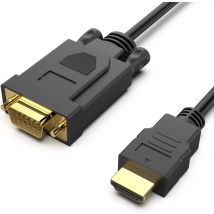IPSDI Cable HDMI a VGA 1M, Unidireccional HDMI (Fuente) a VGA (Monitor) Macho a Macho, Compatible para Computadora HDMI, Monitor VGA, Proyector, Raspberry Pi, Roku, Xbox y Más