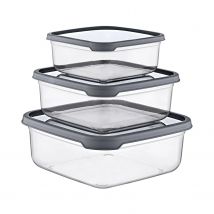 Set 3 Recipientes Herméticos para Alimentos, de forma Cuadrada 7house