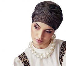 Christine Headwear Amber Boho Spirit Turban Set Black 'n'Gold 3040-0833 | Set de Turbante + Cinta Toffee