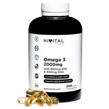 Omega 3 2000 mg. 200 cápsulas para más de 3 meses. Hivital