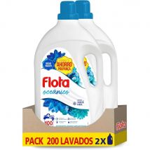 FLOTA OCEÁNICO 5L  Detergente Líquido Concentrado para Lavadora, Formato Ahorro Familiar 2x100 Lavados - Quitamanchas Eficaz en Agua Fría y en Lavados Cortos, Ropa Blanca y de Color Fragancia Fresca y