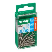 Caja 25 unid. tornillo madera spax cabeza plana inox a2 3,0x30mm spax