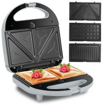 Aigostar Sandwichera 3 en 1: grill, gofrera y sandwichera. 750W, placas antiadherentes extraíbles,