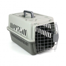 Trasporto rigido per animali domestici, gabbia traspirante per cani o gatti con maniglia, griglie di aerazione in metallo, gabbia per viaggi, camper, uso interno o esterno. Disponibile in 2 colori e