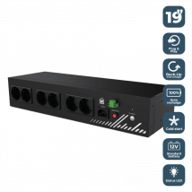 SAI PHASAK COMPACTO - MODELO PH 9202, 800 VA, 8 Tomas Schuko, Protección Contra Sobretensiones, Compatibilidad APFC, USB HID, EPO, Plug & Play, Para Racks 19".