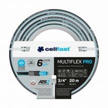 Cellfast MULTIFLEX PRO Manguera de jardín, Duradera de 6 capas trenzada ATS2, Resistente a los rayos UV y a las algas, sin metales pesados, Tecnología Velvet, 35 bar, -20/65 °   C a 3/4", 30 m