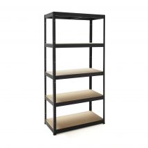KG KITGARDEN - Estantería Metálica Almacenaje de Acero en Negro y 5 Baldas de MDF, 150x75x30cm - MAX