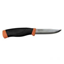 Morakniv STE-13260 Cuchillo de caza Companion HeavyDuty con hoja recta de acero inoxidable de 10,4 cm de largo y mango de goma TPE color naranja quemado/negro. Incluye funda de polímero naranja,