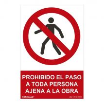 cartel  prohibido el paso a toda persona ajena a la obra  (pvc 0,7mm) 30x40cm normaluz