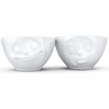 FIFTYEIGHT PRODUCTS Set de 2 Bowls de Cerámica de 200 Ml. con Caras de Feliz y Agradecido