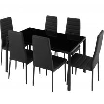 Tectake - Conjunto de mesa y 6 sillas de comedor BRANDENBURG, Acolchado con funda de cuero sintético