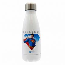 CyP Brands- Superman- Botella de agua de acero, Bidón, Cantimplora, Cierre Hermético, 550 ml, Color blanco, Producto Oficial